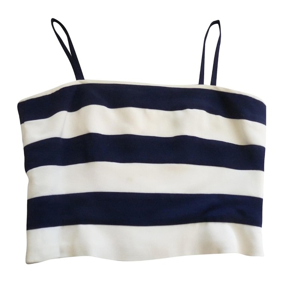 VINTAGE KARL LAGERFELD Neiman Marcus Blue White Striped Crop Bustier Nautical 40 - Picture 1 of 10